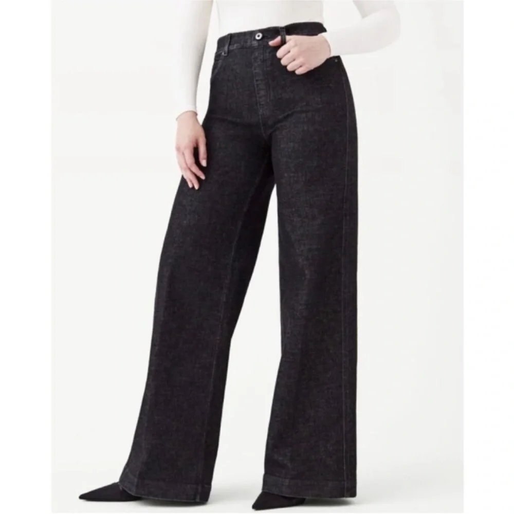 NWT Spanx wide leg charcoal jeans sz xl petite